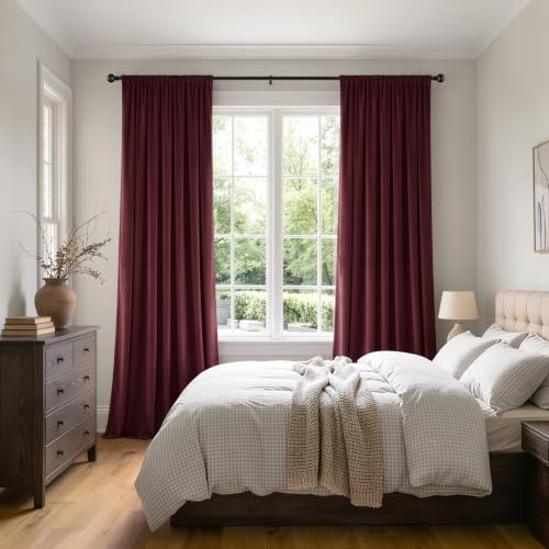 Image of MIULEE Ruby Red Blackout Velvet Curtains Drapes 108 Inch Long 52 inchx108 inch