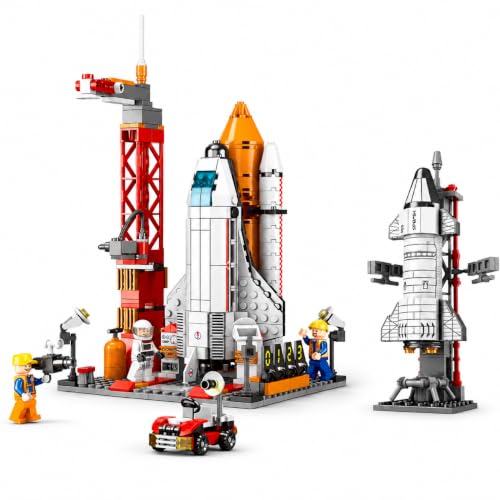 Image of SKY LINE OCEAN 8861 Space Ship Rocket & Launcher + Shuttle 107 PCS Combo, Space Command Center Play Kit, STEAM Toy, 5-Year Structural Warranty
