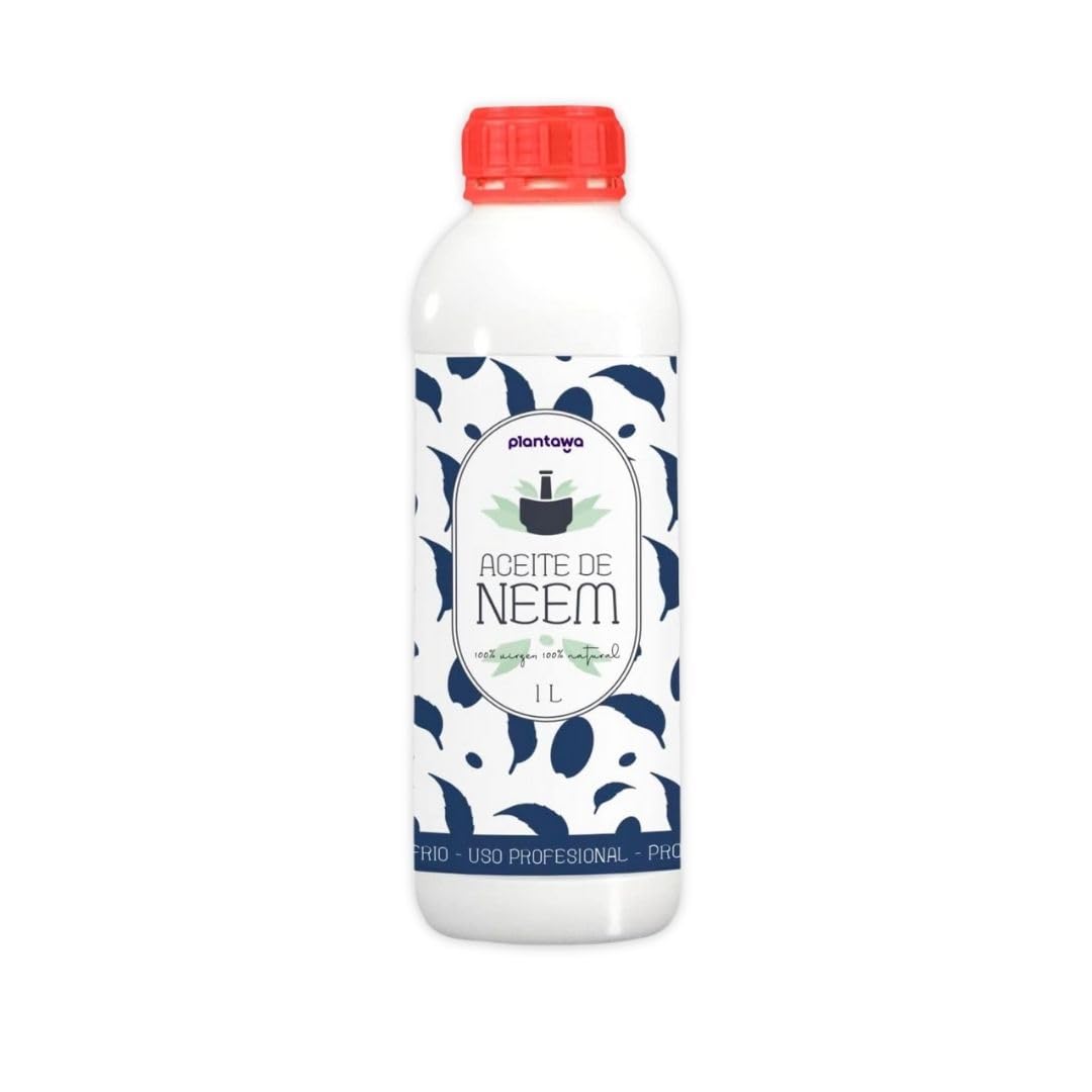 PLANTAWA Aceite Neem para Plantas 1L | Aceite de Neem Prensado en Frío. Previene Plagas, Insecticida y Fungicida | Huerto y Jardín. Aceite de neem 100% Concentrado y Natural