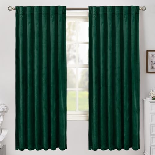 BGment Emerald Green Velvet Curtains 72 Inch Length for Bedroom, 2 Panels