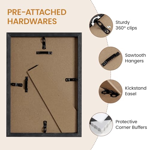 Image of 7x10 Picture Frame,Solid Oak Wood 7 inchx10 inch Photo Frame, Black Color Tempered Real Glass 7 by 10 Wooden Frames with No Mat,10x7 Picture Frames for Wall or Tabletop Display
