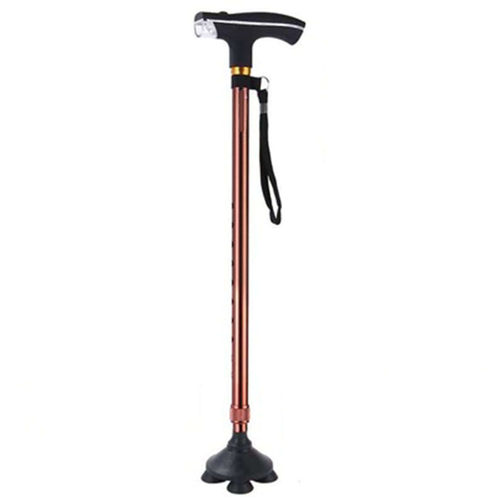 Bastones Antideslizantes para Ancianos, bastón de Cuatro Patas con Luces LED, Bastones telescópicos, asistentes de rehabilitación (Color : Red)
