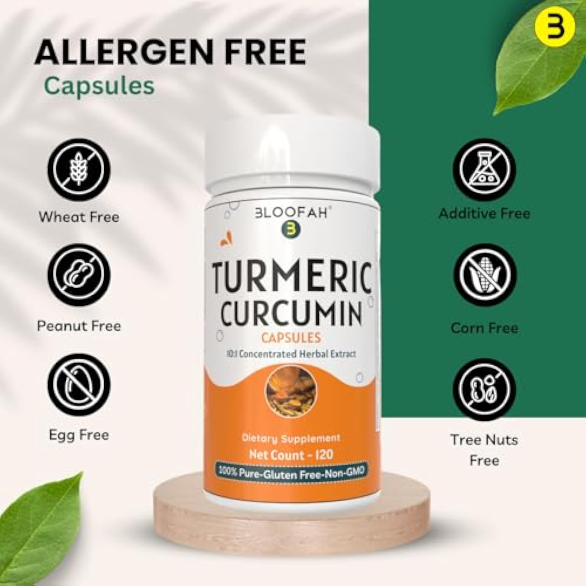 Bloofah Turmeric Cucumin Capsules 1000mg - 120 Count Herbal Supplement