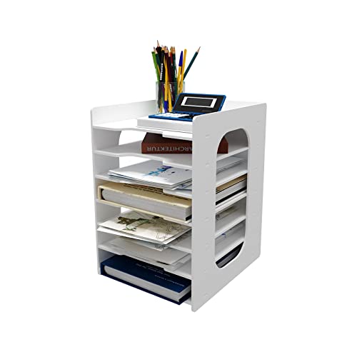 Natwind Office 7 Tiers File Paper Organizer For Desk Desktop White File Holder Office Desk Organizer Mail Letter Tray & Paper Sorter Document Notebooks Storage Rack For Home Office School Classroom #TOP6