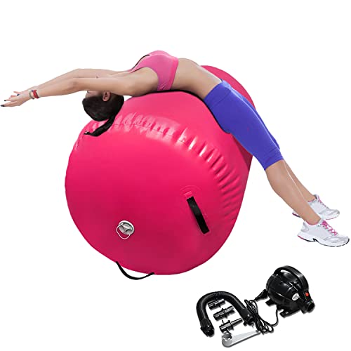 86 York Air Barrel Gymnastics Roller Inflatable Tumbling Mat, Back Handspring Training Air Mat Tumble Track Gymnastics Equipment For Home Use, Gym Training, Yoga Balance Exercise, Cheerleading with Electric Pump (60cm(D)*100cm(H), PINK)