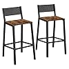 VASAGLE Bar Stools Set of 2 Bar Chairs Tall Bar Stools with Backrest Industrial in Party Room Rustic Brown and Black ULBC070B01