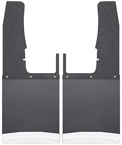 Husky Liners Kick Back Mud Flaps Front 12IN -Black Top/SS Wt Fits 09-18 Ram 1500