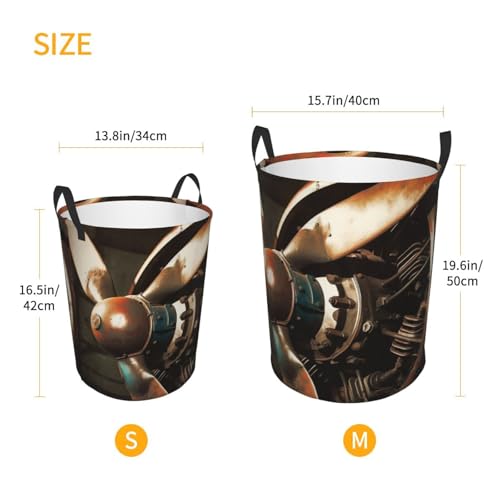 Grand panier à linge pliable vintage hélice d'avion sans s'affaisser