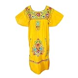 Hecho en México. Micuari Vestido Artesanal Mexicano Bordado a Mano, Talla XL, VA081704