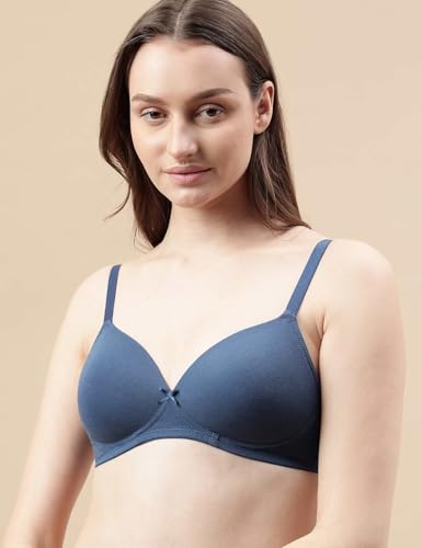 Image of Marks & Spencer Cotton Mix Padded Demi Cup Bra T333208KDARK Petrol (42B)