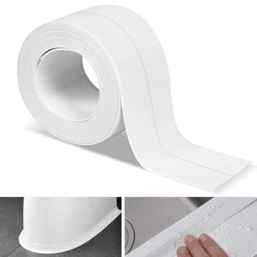 Image of White caulking Tape, Kitchen and Bathroom self-Adhesive Tape for tub caulking, Sinks, Toilet Base Landscaping.
