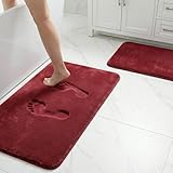 winder home | Badteppich Set 2 Teilig | „Sweetness“ 40×60 cm & 60×90 cm | Badematten & Badteppiche, rutschfeste Badematte | Waschbar Badezimmer Teppich, Saugfähige Duschvorleger, badeteppich (Rot)