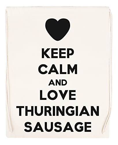 Alta qualità Keep Calm And Love Thuringian Sausage Borsa Sportiva con Coulisse Beige Drawstring Sport Bag