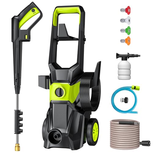 Electric Pressure Washer with 4 Quick Connect Nozzles, Foam Cannon, 33ft Outlet Hose, 10ft Inlet, 36ft Power Cord for Car/Patio/Garden/Home Cleaning, High Pressure Power Washer, 4200PSI Max 3.0GPM by BROVR - Used condition - CA$57.07
