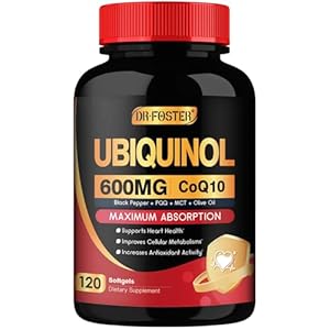 DRFOSTER CoQ10 600 mg Ubiquinol – Co Q 10 Supplement, Coenzyme Q10 CQ10 Fertility for Women, Heart, High Absorption with Vitamin E, PQQ, Black Pepper, Olive Oil, Coq10 400mg Softgels, 120 Softgels