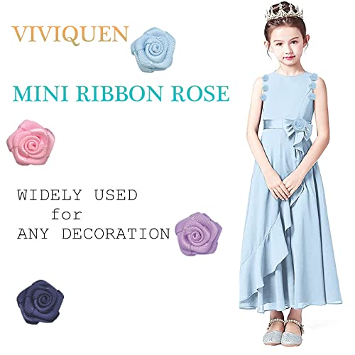 Viviquen 120Pcs Mini Roses Mini Ribbon Flowers For Crafts, Multicolor Fabric Satin Ribbon Bows, Multicolor Small Rosettes Tiny Flowers For Crafts, Diy, Sewing, Wedding, Bride Gift Wrapping Decoration #TOP2