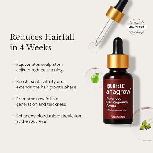 Image of Richfeel Anagrow Advanced Hair Regrowth Serum - A Swiss Formula • Controls Hair Fall • Stimulates Regrowth • Boosts Density • Lightweight Formula (2x15ml)