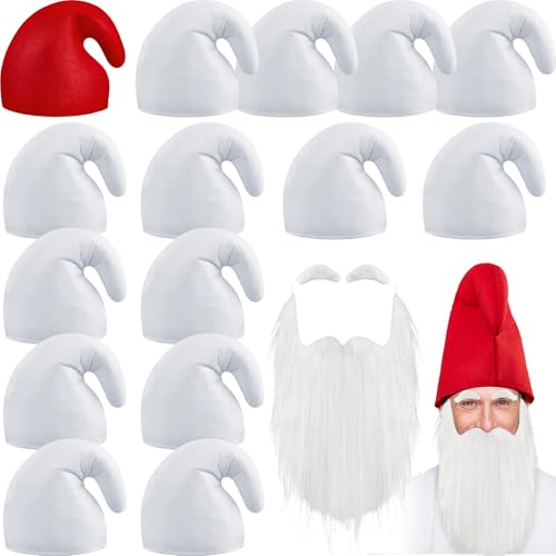 Jadive 15 Pièces Chapeaux Nains avec Barbe et Sourcils Bonnet de Nains Chapeaux de Gnome Adulte...