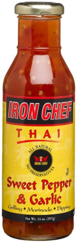 IRON CHEF Thai Sweet Pepper & Garlic Sauce, All Natural, Kosher, 14-Ounce Glass Bottles (Pack of 3)