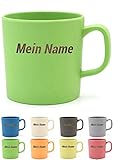 Magu Kaffeebecher mit Henkel mit Namen personalisierte Bambus Namens-Tasse - Individuelle Namensgravur 463 - naturgrün