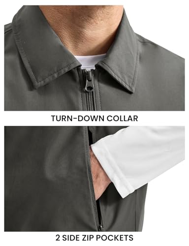 Image of Rdruko Men's Golf Vest Lightweight Outerwear Windproof Water Resistant Grid Lining Vest with Zipper Pockets for Casual