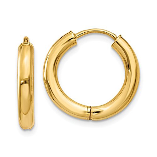 14K Gold Hinged 2.5mm Tube Endless Round Huggie Hoop Earrings