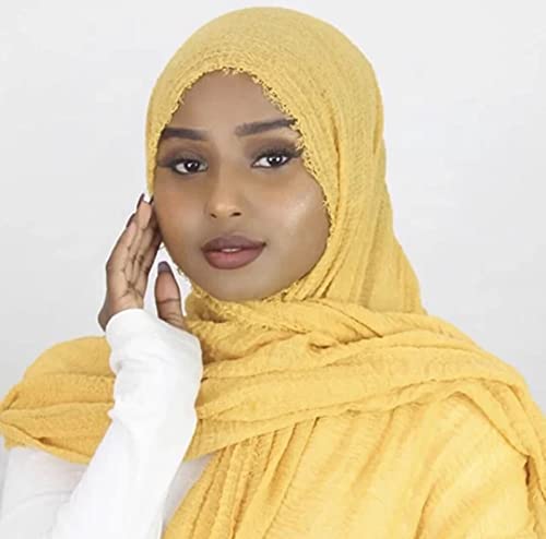 Image of Iba & Isba Women's Plain Crinkled Scarves, Stoles, Hijab (76 x 36 inch)