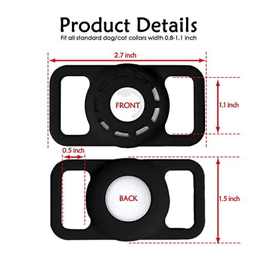 Amaessom Airtag Dog Collar Holder（4 Pack） Protective Airtag Case For Dog Collar，Anti-Lost Air Tag Case Holder Cover Compatible With Cat Dog Collars Loop ，Airtag Pet Holder 1.1 Inch Width #TOP6