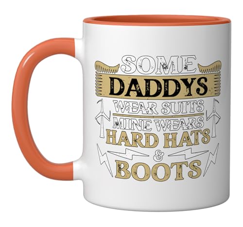 Some Daddys Wear Suits Windmill Operator Wind Turbine Tech Ceramic Mug, Orange/White
