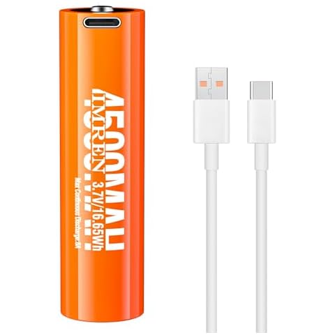 Imren 3.7V Button Top Battery,4500mAh Rechargeable Battery with USB-C Cable for Fenix USB-C Rechargeable LED Series Flashlights, Headlamps, Doorbells, RC Car(1PCS) Cover