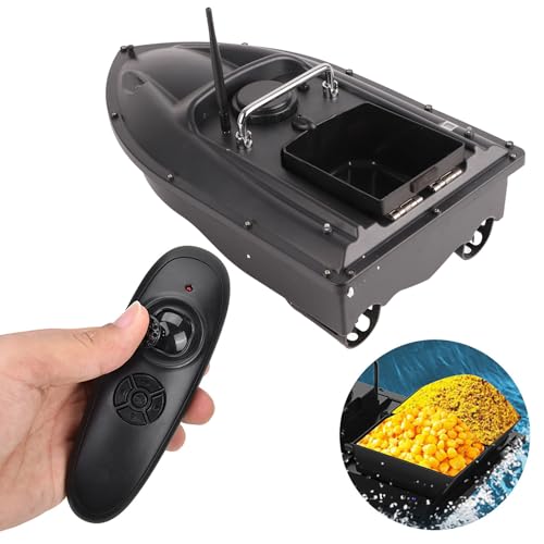 Image of Airshi ABSStainless Steel RC Fish Lure Boat, 3H Standby Time Fish Bait Boat Finder, for Wild Fishing Pool Lake Sea Fishing (Black)