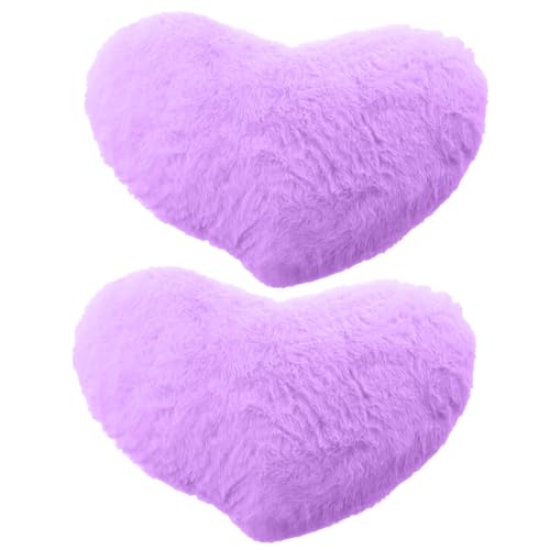 OldPAPA 2 cuscini decorativi a forma di cuore viola, soffici, morbidi, lavabili, per letto, sedia, divano, camera da letto, soggiorno, regali di San Valentino