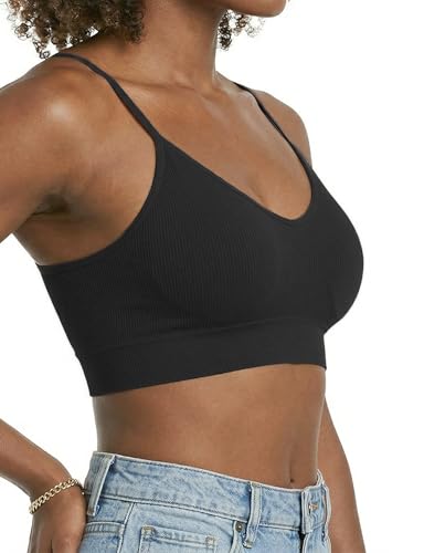 Image of ZENUTA 2PCS Women's V-Neck Padded Seamless Straps Bralette, Everyday Basic Sleeping Bra, Sports Bras for Women