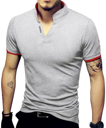 Camiseta polo para hombre LOGEEYAR, cuello polo, manga corta, ajuste slim, 95 % algodón y 5 % spandex miniatura 1