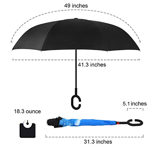 image for Owen Kyne Windproof Double Layer Folding Inverted Umbrella, Self Stand