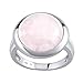 SILVEGO Damen Ring aus 925 Sterling Silber mit natürlichem Rosenquarz 15 mm