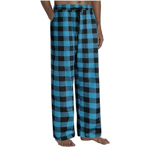 PJ Pants for Men Buffalo Plaid Pajama Pants Bottoms Sleep Casual Lounge Trousers Baggy Lightweight Comfy Sleepwear - Main Image
