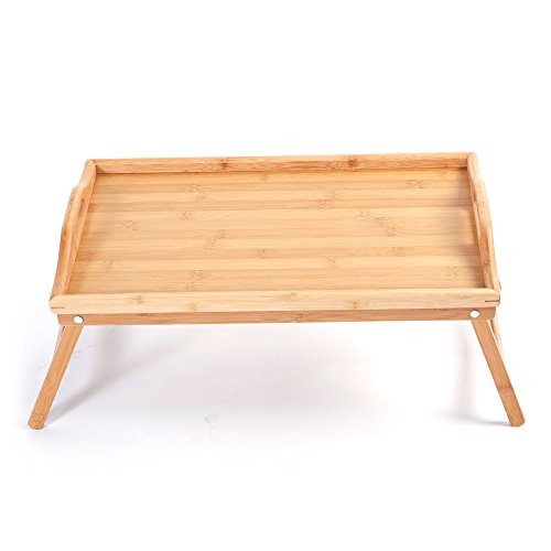 EBLSE Simple Fashionable Bamboo Tea Table Foldable Breakfast Table Laptop Desk, Bed Table, Serving Tray Wood Color