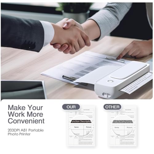 Image of Thermal Printer, Portable Printer Thermal Printing Wireless for Travel, Inkless Printer Compatible with Mobile Phones & PC (White)
