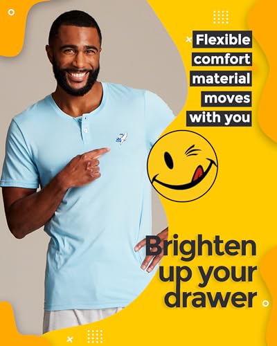 JOE BOXER Soft Henley Shirts for Men, Moisture-Wicking Mens Sleep Shirts Short Sleeve, Mens Lounge Shirt with Banana Logo2