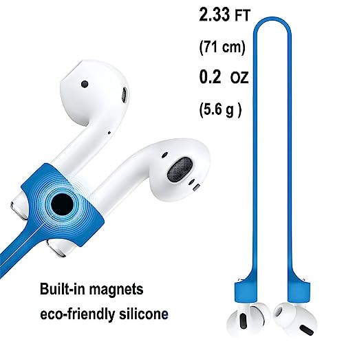 Image of LIRAMARK Magnetic Anti-Lost Strap Silicone Rope Wire Cable Connector String for AirPods Pro /Aipods Pro 2 / Airpods 1,2&3 / Earbuds (Sky Blue)