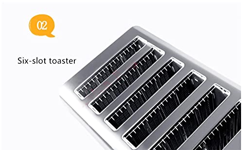 HKX Langschlitztoaster,6Scheibentoaster,Automatischer Toaster Gebürsteter Edelstahl-Toaster,5 Schatteneinstellungen,Auftauen/Aufwärmen/Abbrechen-Funktionen – Bild 3