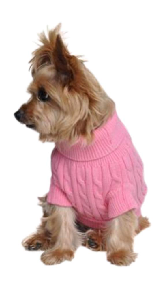 Doggie Design Combed Cotton Cable Knit Dog Sweater - Candy Pink DD# 68239 (XX-Small)