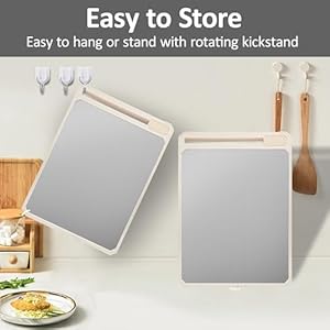 Stainless Steel Cutting Board for Kitchen, Large Size 17”×12”, Moreffy Double Sided Cutting Board, Scratch-resistant, 304 Stainless Steel and PP, Easy to Clean with Silicone Cleaning Brush, Kickstand Stainless Steel Cutting Board for Kitchen Large Size 1712 Moreffy Double Sided Cutting Board Scratch resistant 304 Stainless Steel and PP Easy to Clean with Silicone Cleaning Brush Kickstand