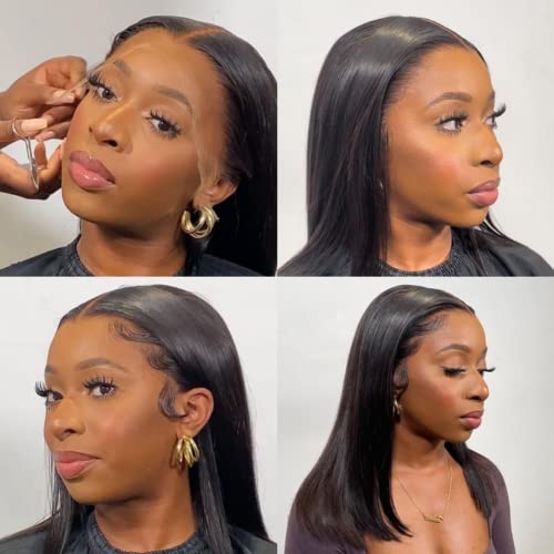 Flady 14 Polegada Bob Peruca de Cabelo Humano 13X4 Hd Perucas Dianteiras Do Laço Cabelo Humano Pré A