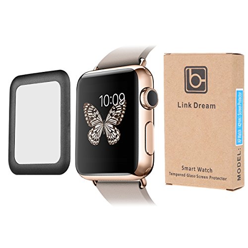 Huatuo® Apple Watch Series 2 42mm Protector de Pantalla Película de vidrio 0.2mm real prima vidrio templado con cubierta de Metal Edge protector de pantalla de reloj reloj inteligente de Apple (42mm)