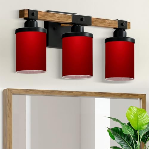 UYS69Z5PG 3-Light Bathroom Light Fixtures Red Abstract Vintage Vanity Light