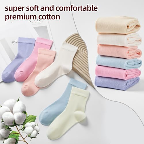 Image of ATBITER Women's Thin Cotton Crew Socks - Soft Above Ankle Bootie Casual Dress Socks 6-Pairs