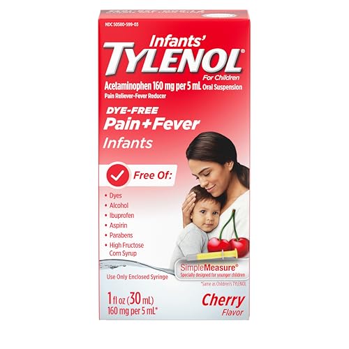 Image of Tylenol Infants' Liquid Medicine with Acetaminophen Pain + Fever Relief Dye Free, Cherry, 1 Fl Oz
