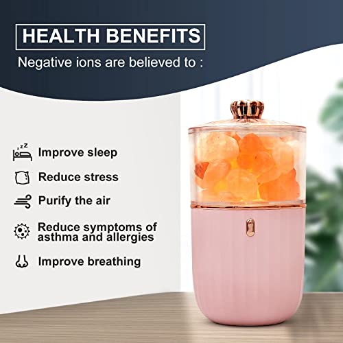 Wokuya 7 Colors Romantic Himalayan Pink Salt Lamp For Bedroom, Natural Crystal Salt Rock Lamp For Warm,Peaceful Night Light, Modern Healthy Decorative Home Atmosphere Lamp (Pink) #TOP3